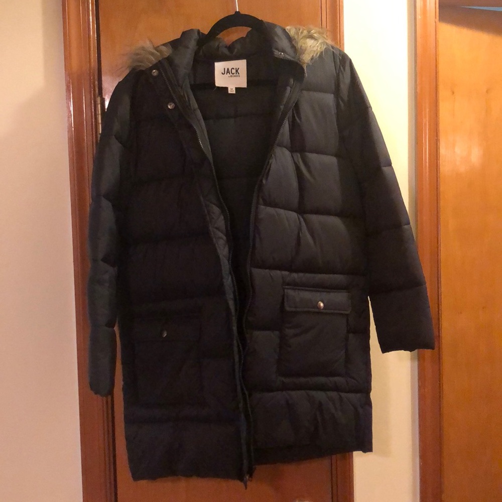 Jack by BB Dakota black coat w/ fur hood